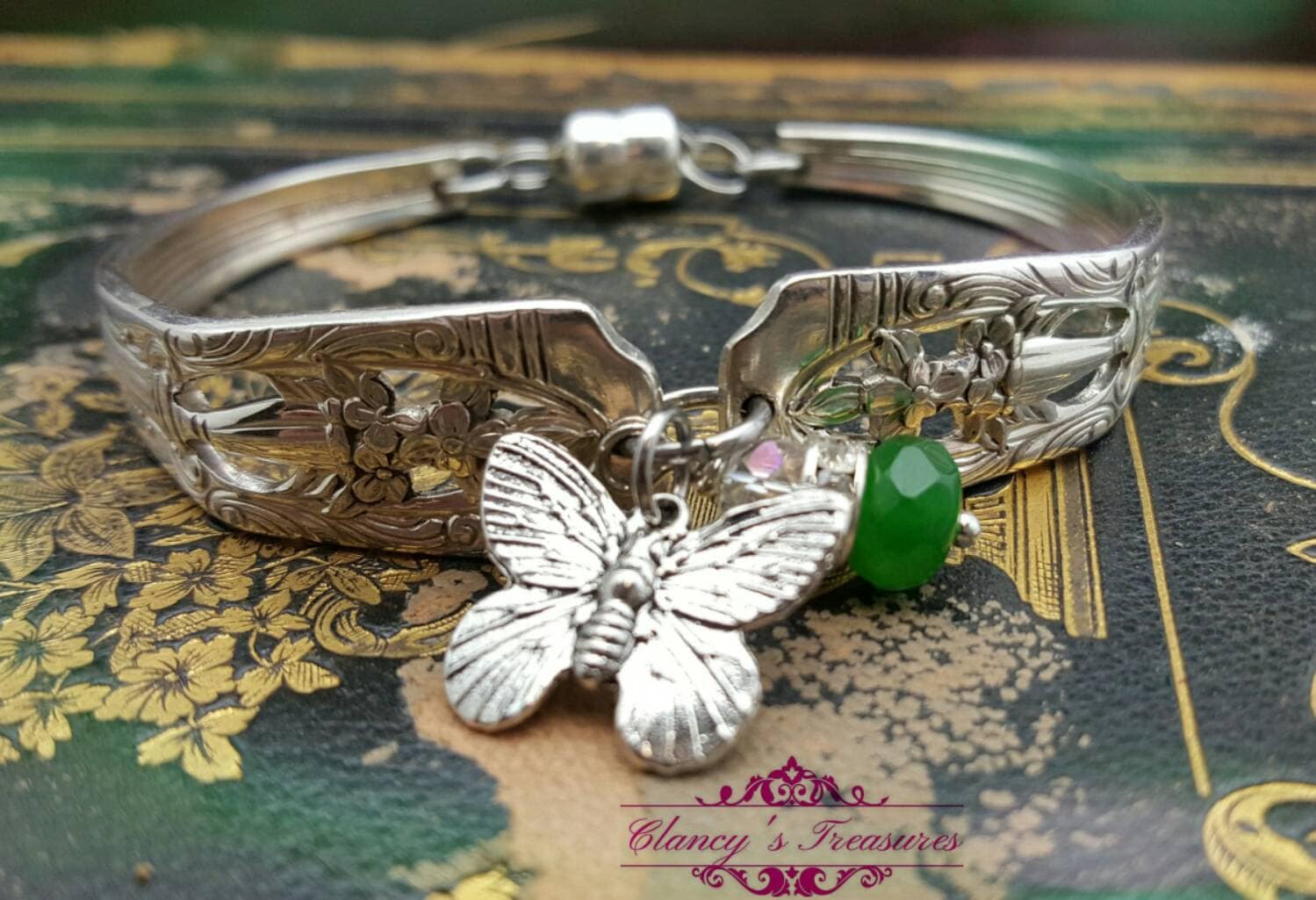 Spoon bracelet with Butterfly charm by by ClancysTreasures on Etsy