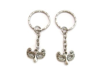 Masquerade Keychain Set Fox Masquerade Mask Keychain Mardi Gras Keychain Fox Keychain Best Friends Keychain Set Couples Set Mother Daughter