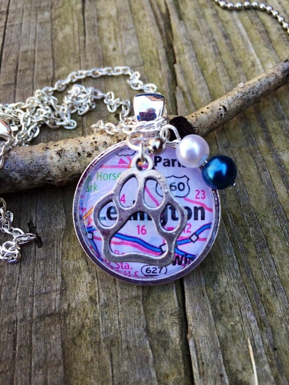 Kentucky Wildcats necklace Lexington map pendant University