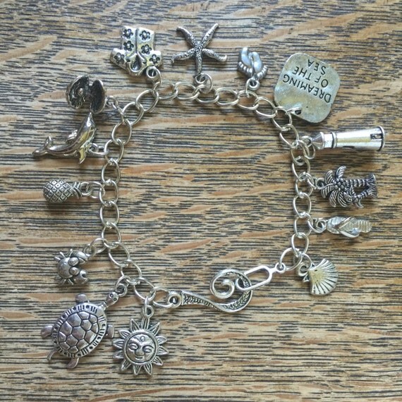 Items similar to Beach Life charm bracelet on Etsy