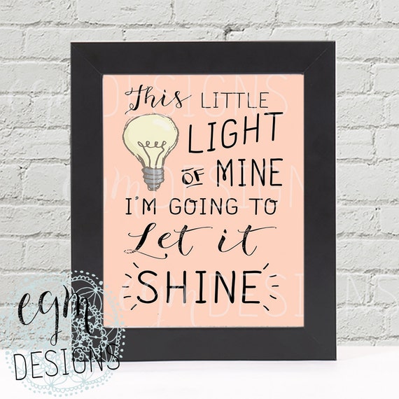 This Little Light of Mine Bible Song Digital Print Pink