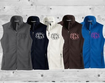 monogrammed vest, monogrammed fleece vest, monogram vest, monogrammed outerwear, personalized vest