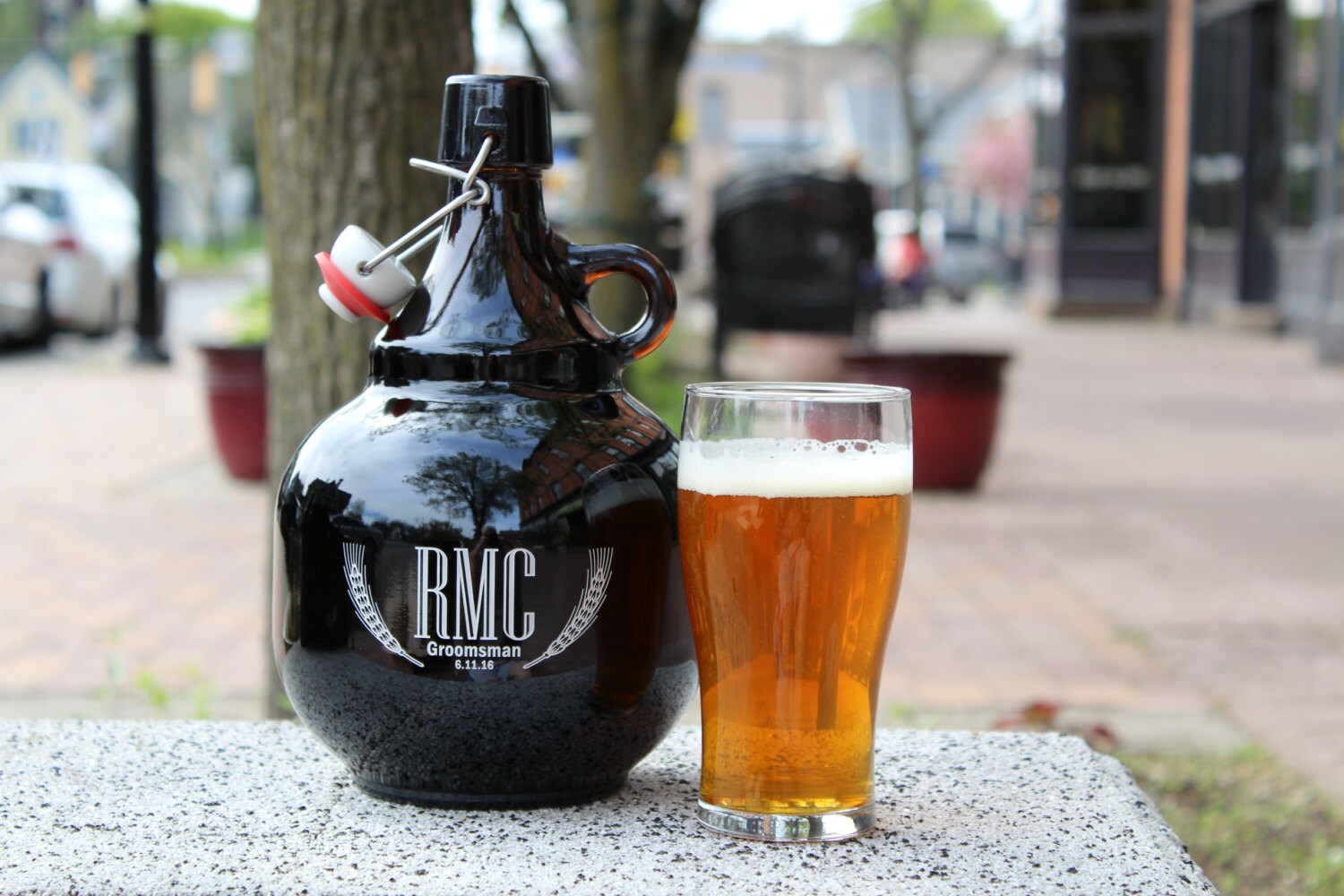 Four 4 Custom Beer Growlers with Flip Top HAND ENGRAVED
