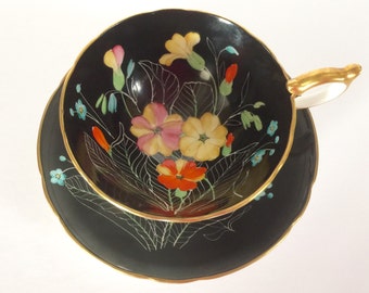 Aynsley Primrose Tea Cup & Saucer Hand Painted Signed