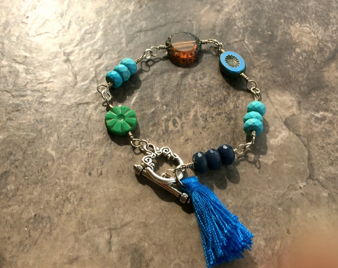 multi color bracelet, Multi color bracelet, Czech bracelet, Czech jewelry, Multi color jewelry