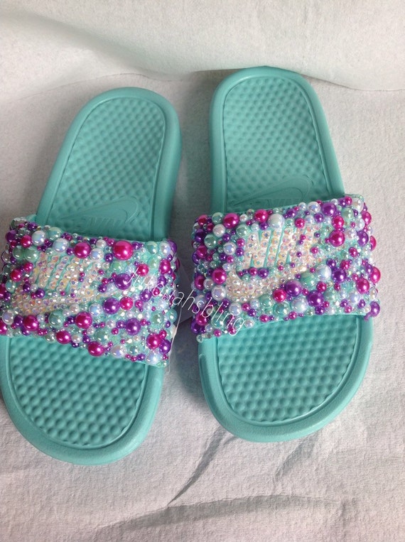 glitter nike slides