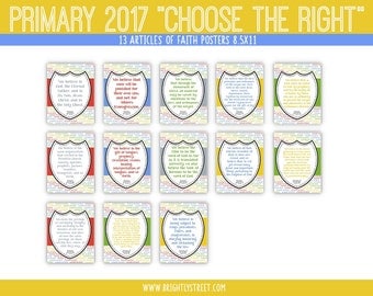 LDS Primary 2017 Choose the Right "Articles of Faith" Posters