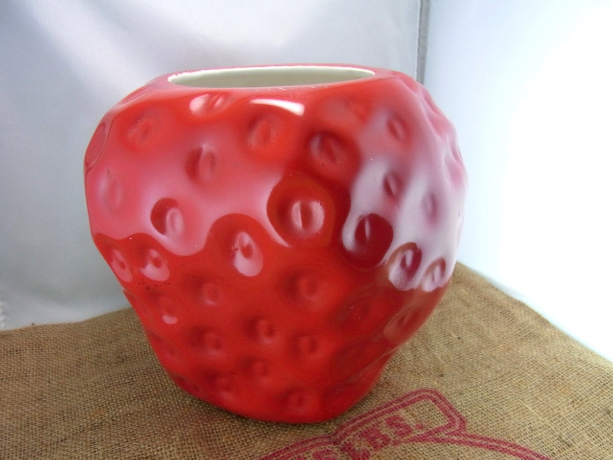 McCoy Strawberry Cookie Jar Kitchen Decor by WhatnotsAndFancifuls