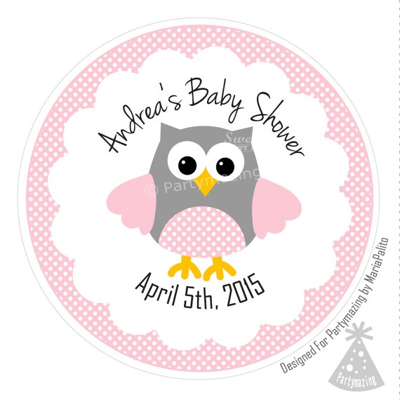 Printable Owl Tags Pink Baby Shower Tags Personalized Hang