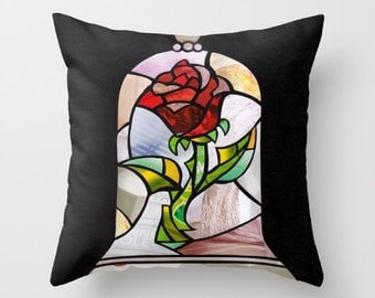 Beauty and the beast rose, Enchanted Rose throw pillow, Princess nursery decor, the enchanted rose, Indoor/Outdoor Pillow, accent pillow