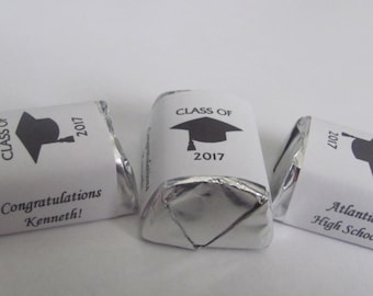 60 Personalized Class of 2017 Graduation Candy Hershey Nugget Labels Wrappers
