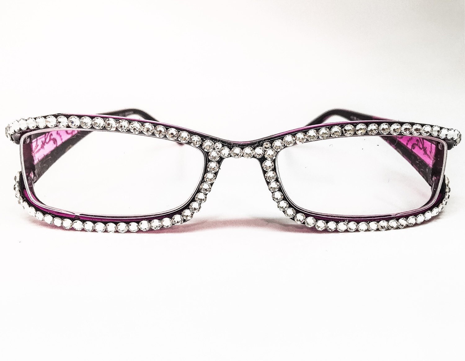 Double Whammy Purple Bling Reading Glasses With Swarovski 