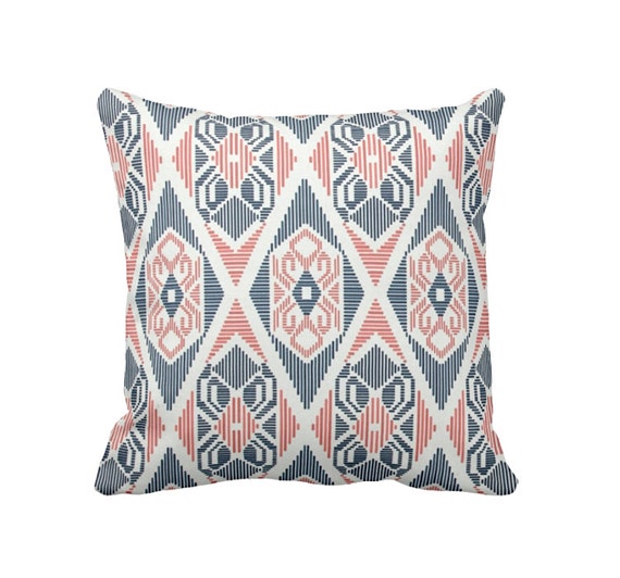 Coral Pillow Cover Navy Pillow Cover Coral Throw Pillow Cover