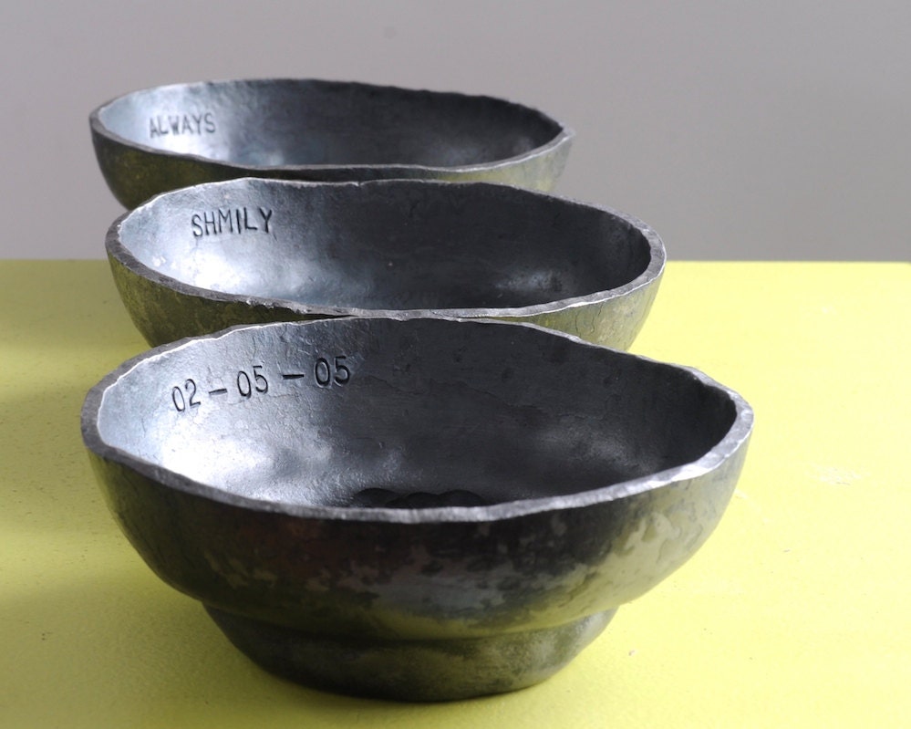 Set of Three Personalized Candle Bowls recycled by RandRHandmade