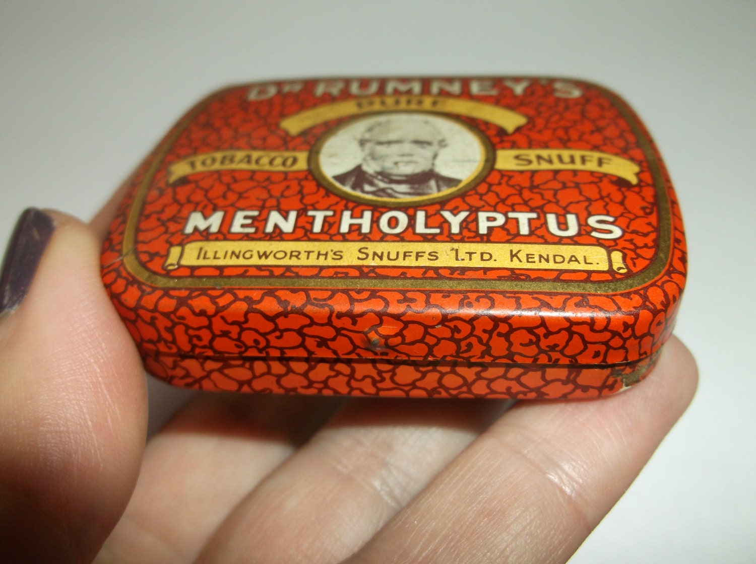 Vintage Dr. Rumney's Snuff Tin English Snuff Tin box