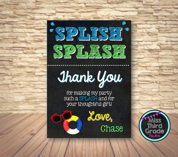 Pool Party Thank You Invitation // Printable Pool by MsThirdGrade