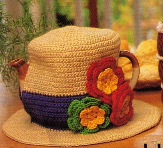 Items similar to ViNTAGE 70s CROCHEt SUMMeR HAT Shaped TEa PoT COSeY