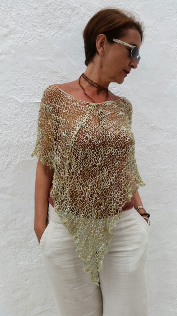 Hand knit poncho dress cover up women knit poncho loose