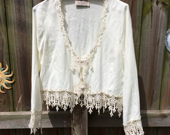 60s-70s vintage Margot Lea cropped FLORAL LACE TOP