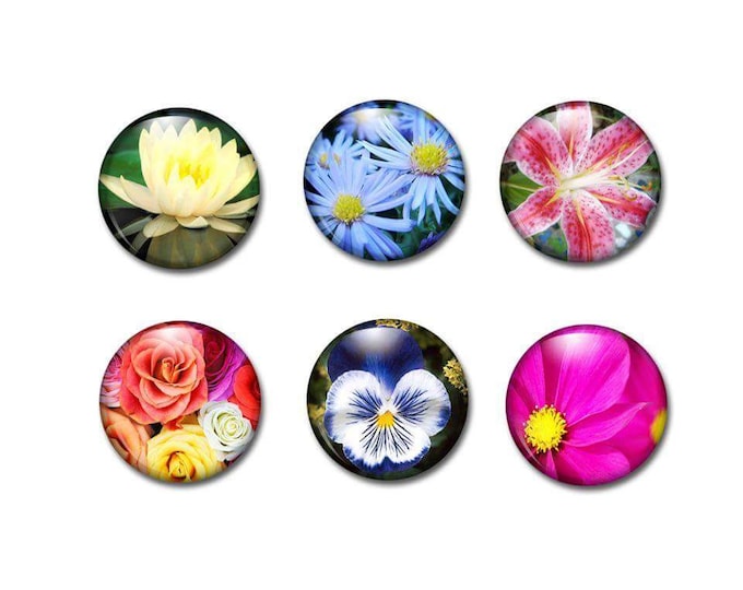 Handcrafted Flower Magnets - Refrigerator Magnets - Floral decor - Teacher Gifts - Gifts Under Ten Dollars - Stocking Stuffers