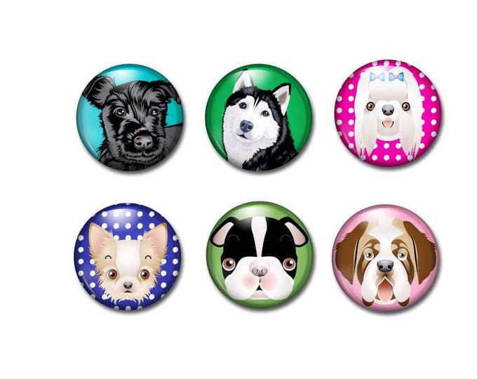 Handcrafted Party Favors - Puppy Dog Magnets - Refrigerator Magnets - Magnets - Teacher Gifts - Gifts Under Ten - Office Gift