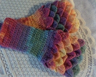 fingerless gloves, wristwarmer gloves, winter accessory, fingerless mittens, dark pastel, crocodile stitch, winter gloves, hand crochet