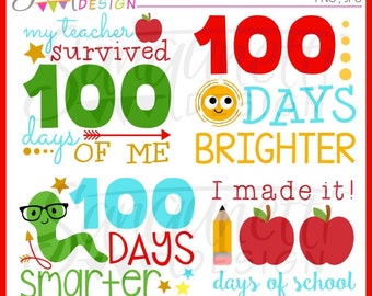 100 days of school clipart, school clipart, teacher clipart, classroom clipart, instant download
