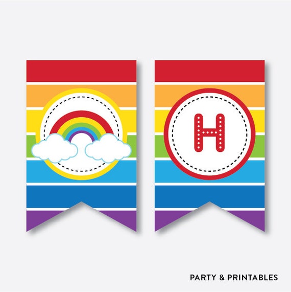 Instant Download Rainbow Party Banner Rainbow Happy Birthday Banner 