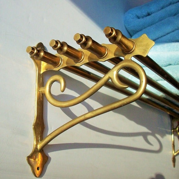 Vintage Brass Train Luggage Rack / Authenic Relic / Practical