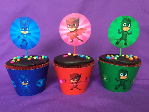 PJ Masks Cupcake Wrappers / Cupcake Toppers printed and
