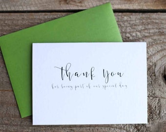 Set of 25 Wedding Thank You Cards - Thank You For Being Part of Our Special Day Cards