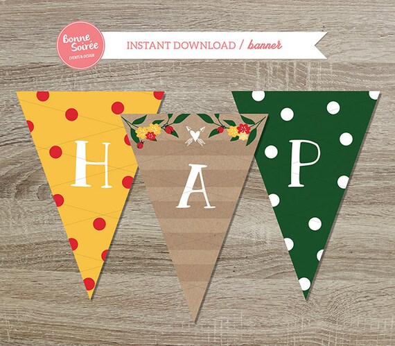 Items similar to Forest Birthday Banner // 5x7 Happy Birthday Banner ...