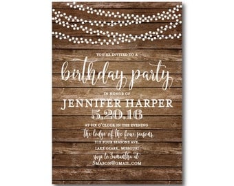 Birthday Invitation Rustic Birthday Party Invitation Chic