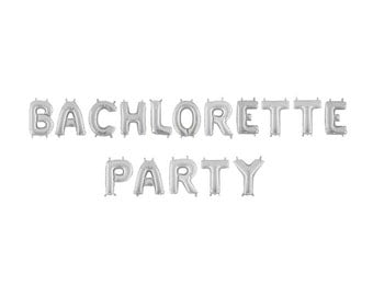 Bachelorette Party Balloons, Silver Bachelorette Decorations, Silver Bachelorette Letter Balloons, Bridal Shower Balloon Banner, Engagement