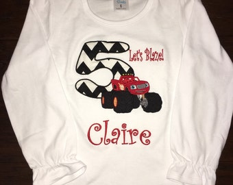 Blaze birthday shirt for boy or girl