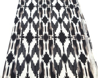 Tribal Ethnic Black Gray Off White Brushed Sweater Knit Fabric 1.25 Yards OSK00195