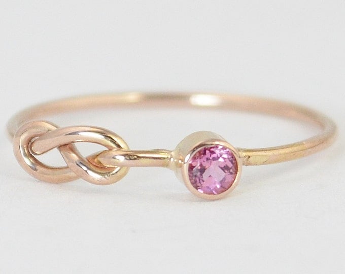 14k Rose Gold Pink Tourmaline Infinity Ring, 14k Rose Gold Ring, Stackable Rings, Mother's Ring, October Birthstone, Rose Gold Infinity Ring