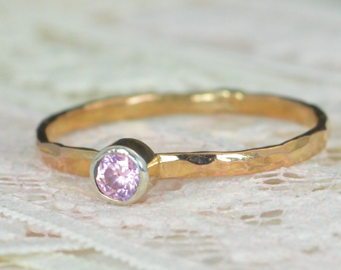Pink Tourmaline Engagement Ring, 14k Rose Gold, Pink Tourmaline Wedding Ring Set, Rustic Wedding Ring Set,October Birthstone, Solid 14k Ring