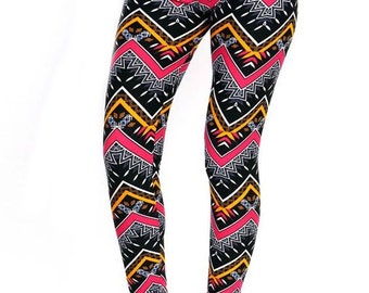 Metropolis - leggings / womens leggings / tribal leggings / chevron leggings / yoga leggings / boho leggings / warm leggings / fall leggings