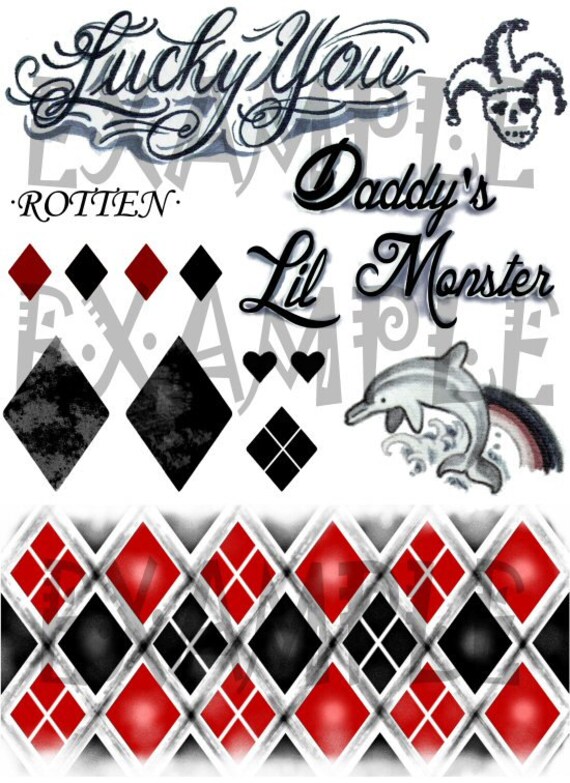 Harley Quinn temporary tattoos cosplay tattoos Suicide Squad