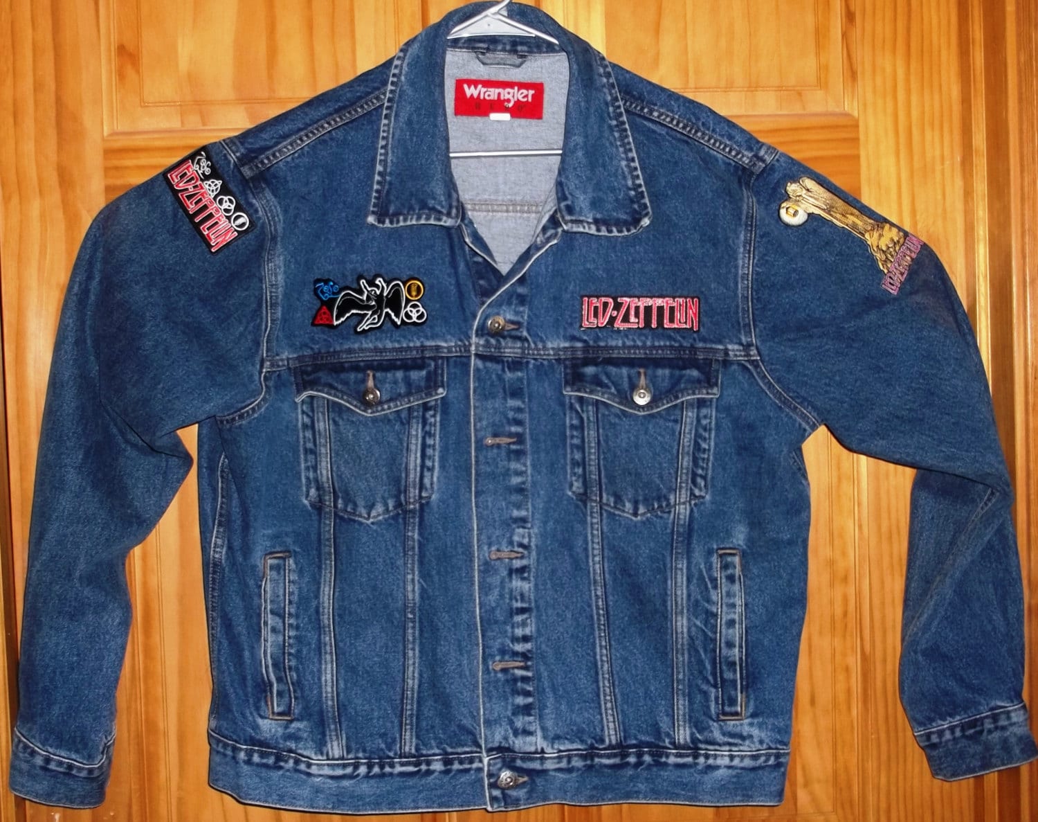 Unique Led Zeppelin Jean Jacket Size XL XXL by DyedandBeaded