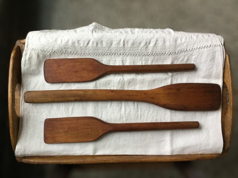 ANTIQUE Primitive Wood Paddles Long Wooden Stirring Paddles for Cast