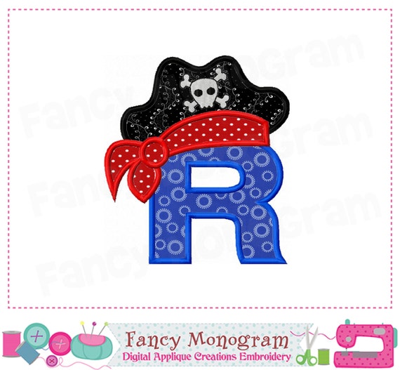 Items similar to Pirtae Monogram R applique,Pirate Letter R applique,R