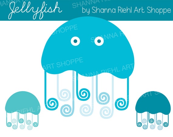 Jellyfish Clipart Nautical Baby Shower Under the Sea