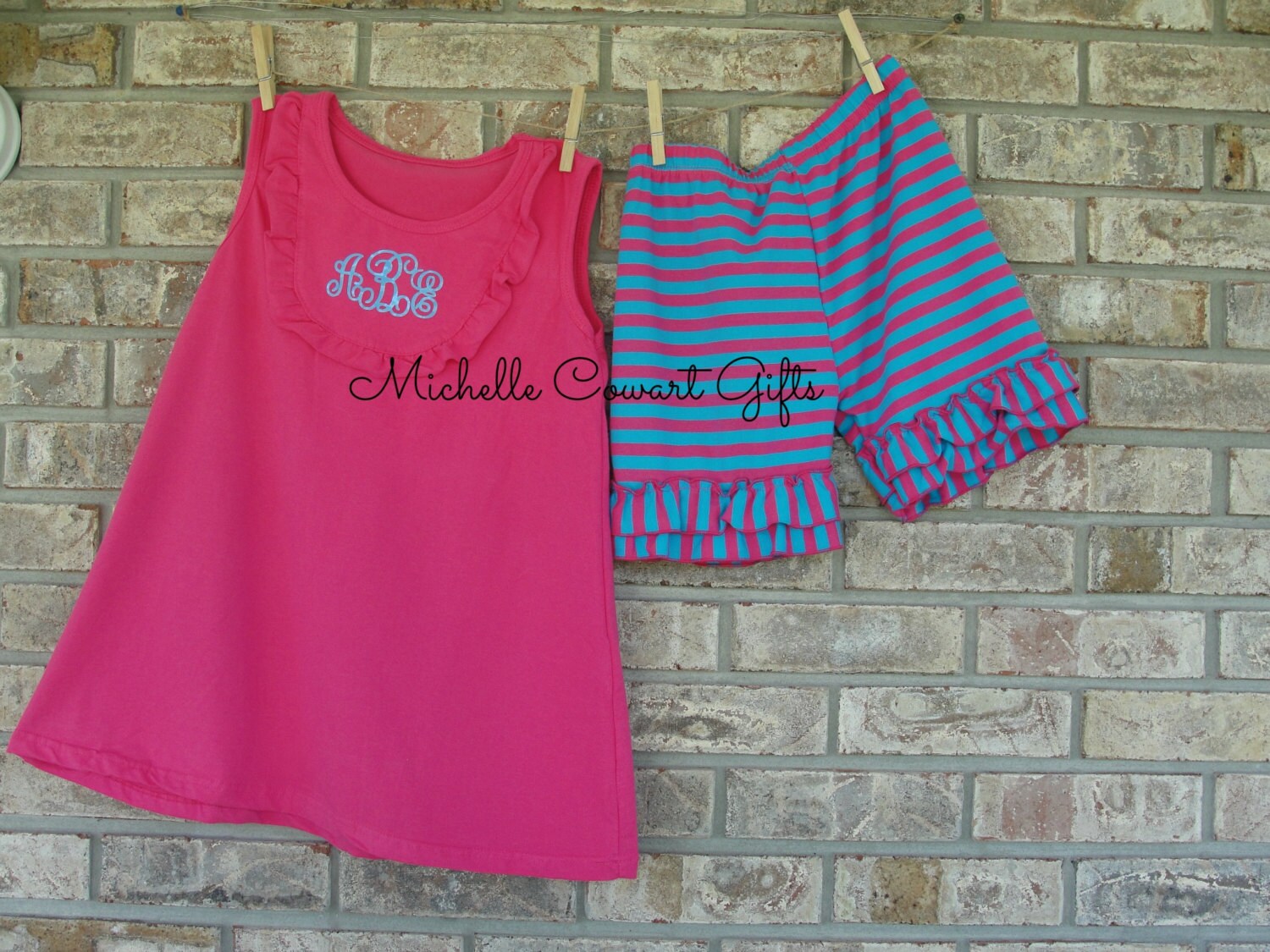 Back to School Girls Monogram Outfit Bib Top Tunic Outfit