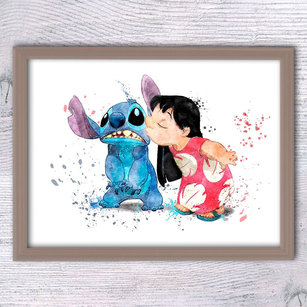 Lilo and Stitch watercolor poster Disney Lilo and Stitch art