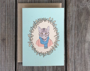 Cat Greeting Card, Cat Card, Cat Birthday Card