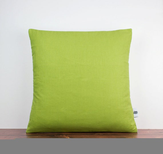 Green linen cushion cover Lime green pillow by LinenandStripes