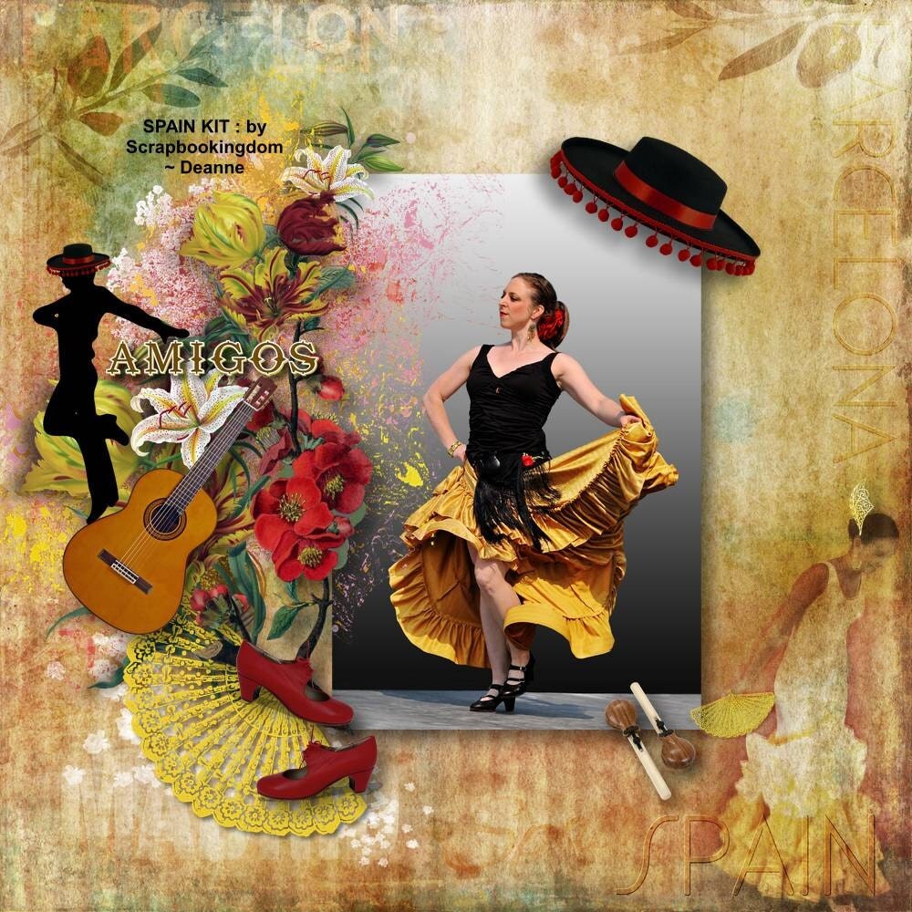 SPAIN Scrapbook kit Spanish theme Andelusion Barcelona