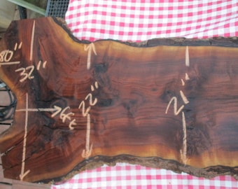 99# Black Walnut Live Edge slab, kiln dried, thick 2.25", has nice figure, some distress and cracking at crotch, very solid slab, no rott